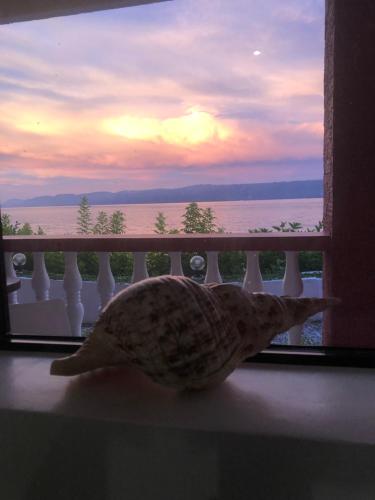 a window with a view of the ocean at Wuthering Heights Bed & Breakfast by the Sea in Dumaguete