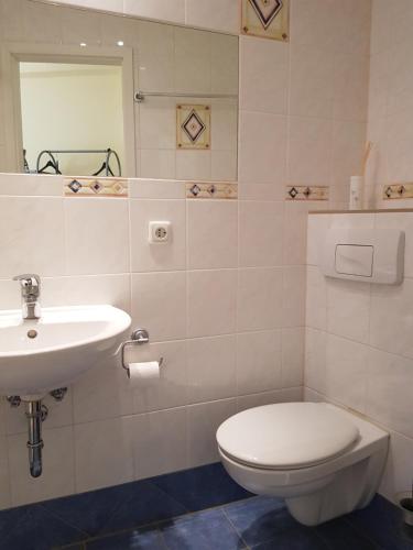 a bathroom with a toilet and a sink at Parkschlösschen in Greiz in Greiz