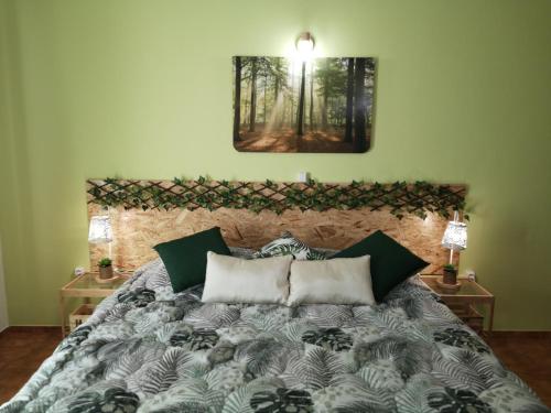 a bedroom with a large bed with two night stands at Nature Guesthouse in Lagos