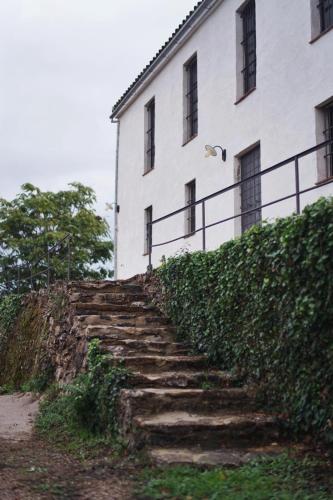 a stairway leading up to a white building at Los Pozos de la Nieve in Constantina