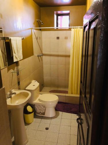 a small bathroom with a toilet and a sink at Hospedaje Turistico Recoleta in Cusco