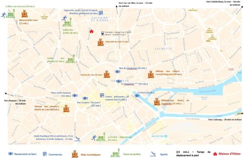a map of the city of vienna with cities at Chambre au calme centre ville in Caen