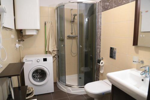 レバルにあるApartament AMS B6のバスルーム(シャワー、洗濯機付)