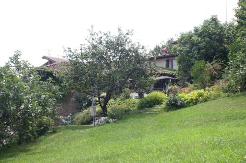 a house on a hill with a green yard at Dindina Agriturismo in Neviglie