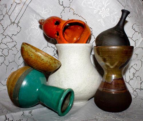 a group of three vases sitting next to each other at Hotel Rural Orotava in La Orotava