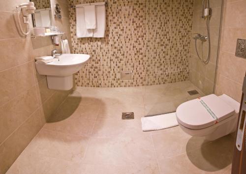 a bathroom with a toilet and a sink at Hotel Polar Star in Žabljak