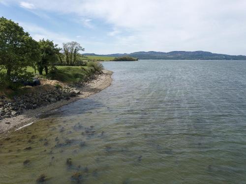 a large body of water with trees on the shore at Oakwell holiday village in Ramelton