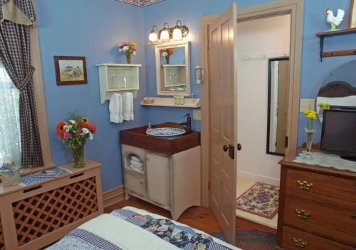 a bathroom with a sink and a mirror at 1825 Inn Bed and Breakfast in Palmyra