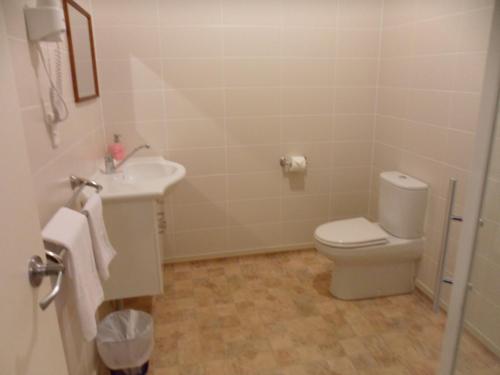 a bathroom with a toilet and a sink at Essex Arms in Huntly