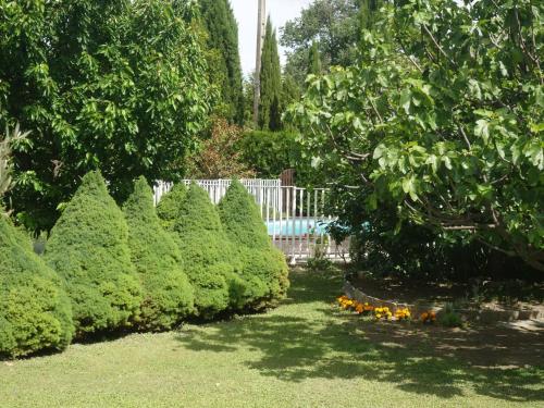 a row of trees and flowers in a garden at Apartment Haider by Interhome in Caumont-sur-Durance