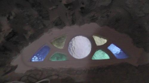 a close up of a stained glass window in a building at The Pounti in Pyrgi