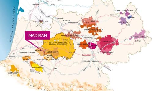a map of mauritania with a red marker at Gîte, jacuzzi & vin au grenier de Madiran in Madiran