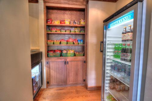 a refrigerator filled with lots of food and drinks at Gatlinburg Inn in Gatlinburg