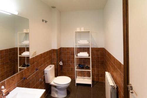 a bathroom with a toilet and a sink at La Casa Azul in Alcanadre