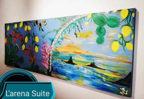 a painting of a painting of the ocean at L' Arena Suite - Sicilian style 140 mq flat with balcony and Arena seeview in Castellammare del Golfo