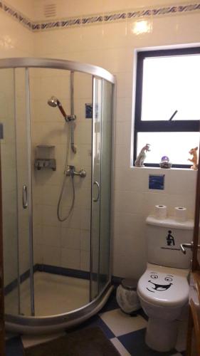 a bathroom with a shower and a toilet at Country View Apartment in Mellieħa