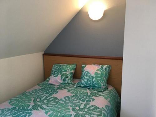 1 cama con 2 almohadas en una habitación en Résidence l'Eterle, en Luz-Saint-Sauveur