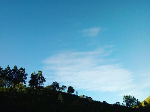 a hill with trees and a blue sky at Chalé Morada das estrelas in Aiuruoca