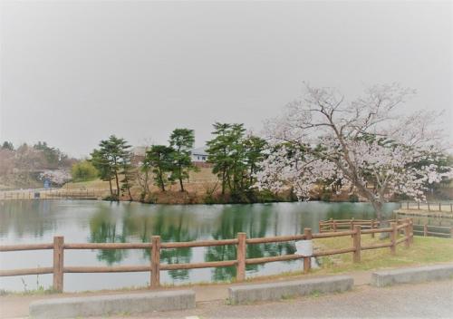 a fence next to a lake with a tree at Hotel Ocean Iwasawa / Vacation STAY 33555 in Kido