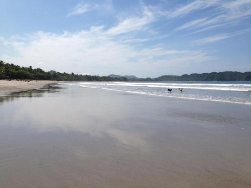 a beach with people walking in the water at Montelaguna Boutique Hotel in Sámara
