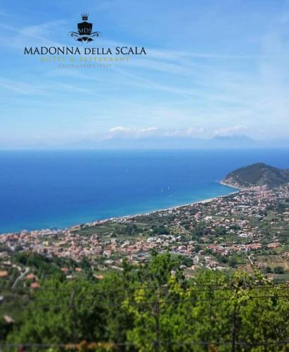 a view of the ocean from a mountain at Madonna della Scala in Castellabate