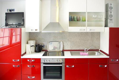 Kuchyň nebo kuchyňský kout v ubytování Ferienhaus Roy