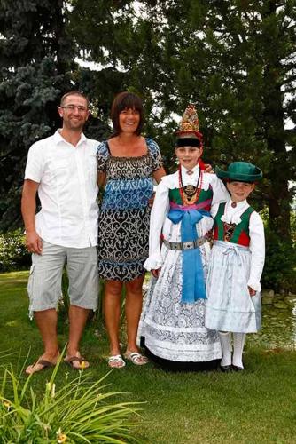 a group of people posing for a picture at Villa Seceda in Selva di Val Gardena