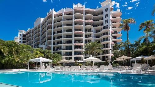 a view of the hotel from the pool at Marrakesh Apartments in Gold Coast