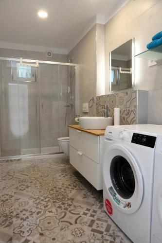 a washing machine in a bathroom with a sink at Villa UMA in Izola