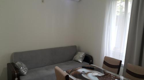 salon z kanapą i stołem w obiekcie Deme House w mieście Batumi