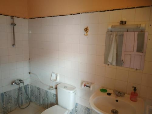 a bathroom with a toilet and a sink at Chez l'habitant (Ba Omar) in Zagora
