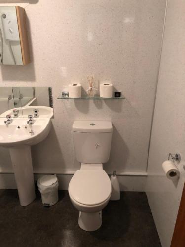 オーバンにあるSoroba Houseのバスルーム(白いトイレ、シンク付)