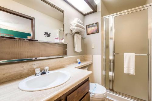 a bathroom with a sink and a shower at Rodeway Inn & Suites Big Water - Antelope Canyon in Big Water