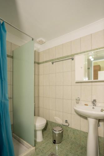 a bathroom with a toilet and a sink at Ionian Melody in Nikiana