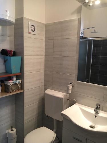 un bagno con WC e lavandino di Apartment Smile a Mostar