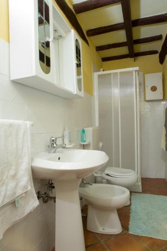 a bathroom with a white sink and a toilet at Prà de Mandè in Viano