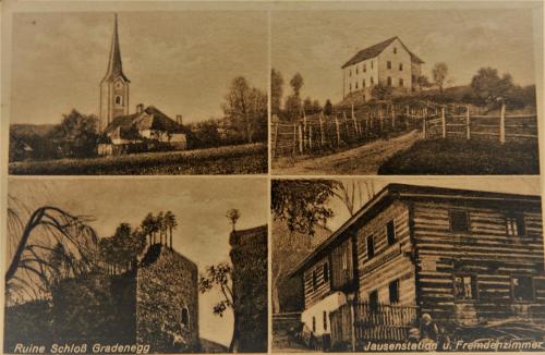 a group of four pictures of buildings and a church at Alte Volksschule - schual in gradne in Liebenfels