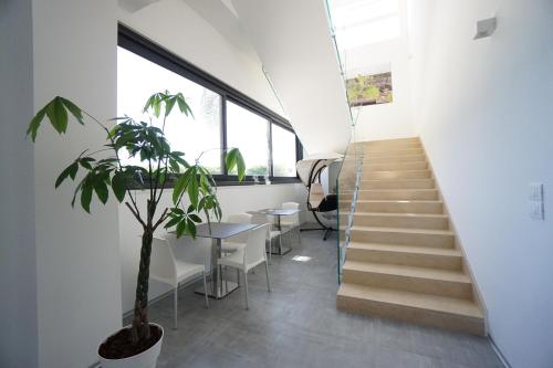 a room with stairs and a table and a plant at Terra di Negroamaro in Leverano