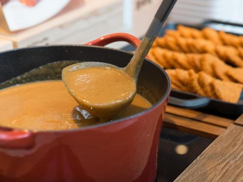 a spoon sticking out of a pot of peanut butter at Super Hotel Anan Tomioka in Anan
