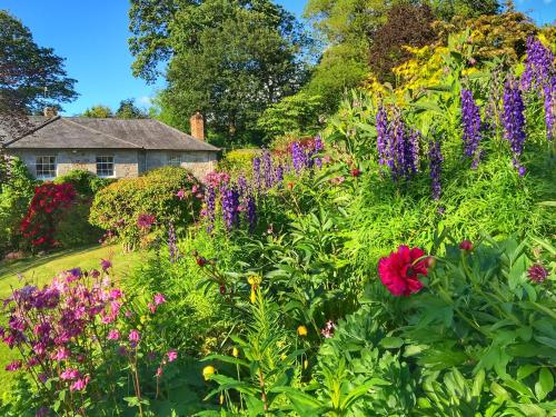a garden of flowers in front of a house at Pen-Y-Dyffryn Country Hotel in Oswestry