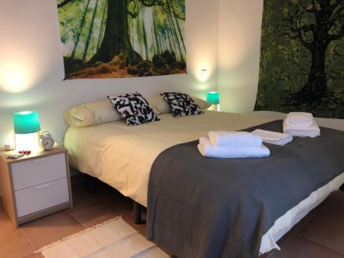 Tempat tidur dalam kamar di Apartamentos Turisticos Puente la Yedra