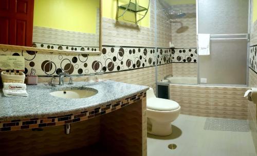 a bathroom with a sink and a toilet at Morales Guest House in Huaraz