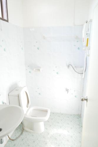a white bathroom with a toilet and a sink at Fang villa mansion in Fang