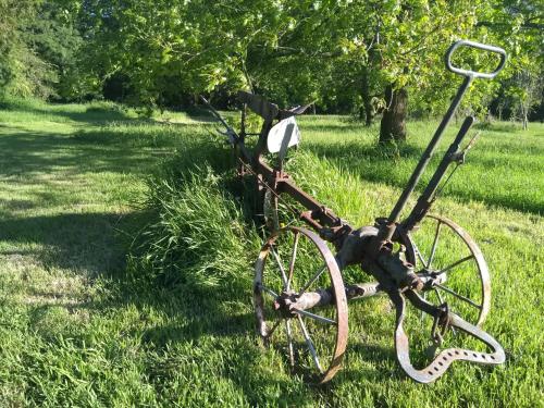 a bike parked in the grass in a field at Les Gîtes du Château de Passillé in Parigné