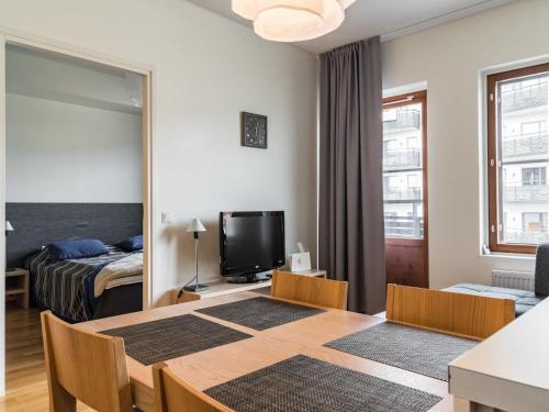 En eller flere senge i et værelse på Holiday Home Nordic chalet 9408 by Interhome