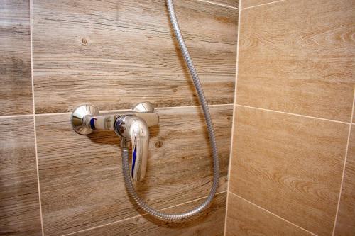 a shower with a hose attached to a wall at Aurellia Deluxe Apartments in Vienna