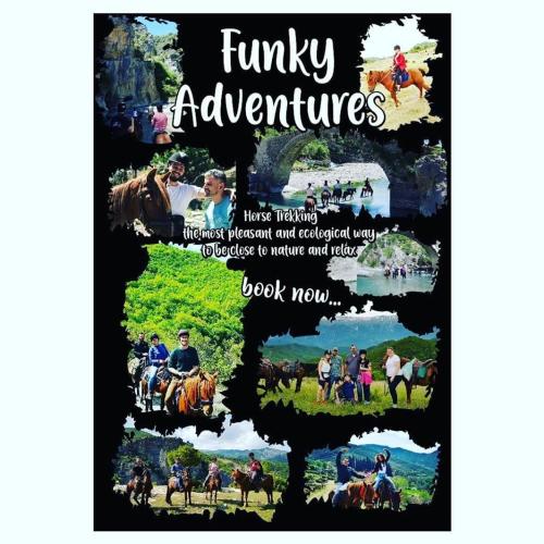 a flyer for an event with a collage of pictures at Funky Guest House & Adventures in Përmet