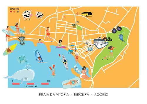 eine Abbildung einer Karte der Vereinigten Staaten mit Menschen darauf in der Unterkunft Casa da Praia - Group Accommodation in Praia da Vitória