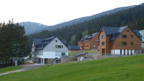 a group of houses on top of a hill at Apartman M5 Horní Mísečky in Horni Misecky