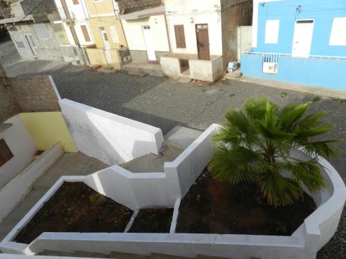 an aerial view of a bench and a palm tree at La Residencia in Mindelo